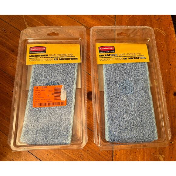 New Set of 2 Rubbermaid Blue Microfiber Damp Mopping Pad - 18" - Picture 1 of 3